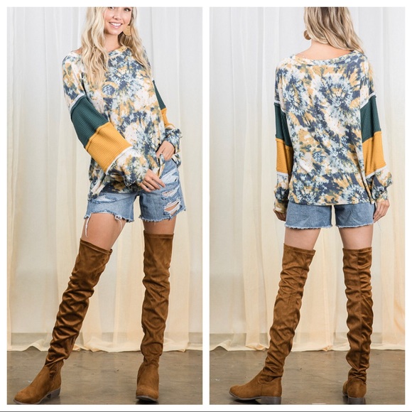 Contrast Details Tie Dye print tunic top - Picture 4 of 5